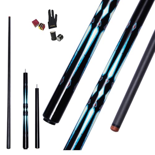 Carbon Fiber Pool Cue – 12.9mm, 14mm and 12.4mm, 2-Piece Billiard Cue Stick for Women/Men, Professional Break Cue for Snooker, 8-Ball, 9-Ball, Home & Club Use - color: Blue