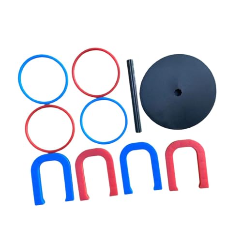Horseshoe Game Set Lightweight Indoor and Outdoor Lawn Toss Game with 4 Rings & 4 Horseshoes, Family Fun for All Ages