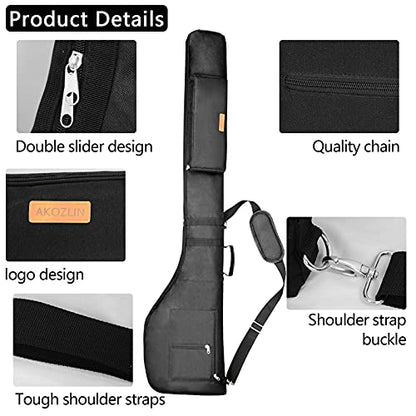 AKOZLIN Portable Golf Club Carry Bag, Foldable Small Golf Bag Holds 8-10 Clubs, Lightweight Sunday Golf Bag with Shoulder Strap for Men Women Kids Black
