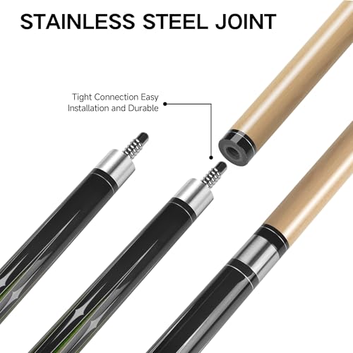 HomeSeason Pool Cue Stick 58" Billiard Cue Sticks 3D Printed Grip Professional Low Deflection Pool Sticks Maple Wood Pool Sticks 13mm Tip - color: 21oz with bag