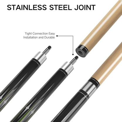 HomeSeason Pool Cue Stick 58" Billiard Cue Sticks 3D Printed Grip Professional Low Deflection Pool Sticks Maple Wood Pool Sticks 13mm Tip - color: 21oz with bag