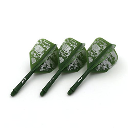 CUESOUL ROST Integrated Dart Flight and Shafts Meduim/Small/Large - color: Green Skull, size: Size M-28mm