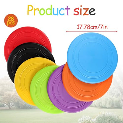 28 Pcs Flying Discs Set - 7 Inch Soft Silicone Flyer Discs Adults & Pets, 7 Vibrant Colors for Sports Activities