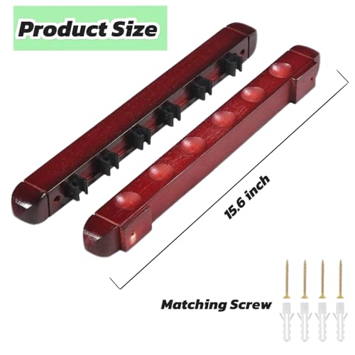Wooden Billiard Cue Sticks Rack,2-Piece 4/6/8 Billiard Pool Cue Rack Wall Mounted Holders (wine, 6 cue) - color: wine, size: 6 cue