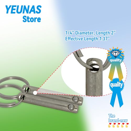 1/4" Diameter Quick Release Pin, Total Length 2", Effective Length 1.37", Stronger with Reinforced Pull Tab (4 Pack)