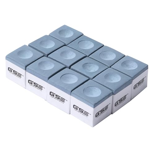GSE Games & Sports Expert 12-Pack of Billiard/Pool Cue Chalks, Billiard Pool Table Accessories for Home/Tournament Use (6 Colors Available) - color: Gray