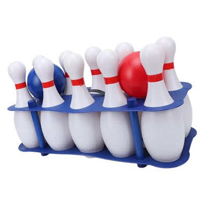 Vikye Kids Plastic Indoor Outdoor Bowling Set Entertainment Game for Family Birthdays 10 Pins 2 Balls