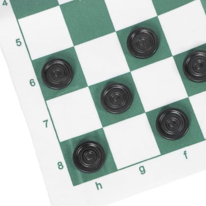 Outdoor Checkers, Folding PU Leather Camping Games Checkers Set with 24 Pieces for Kids Adults Family Picnics Parties Lawn BBQ (Green) - color: Green