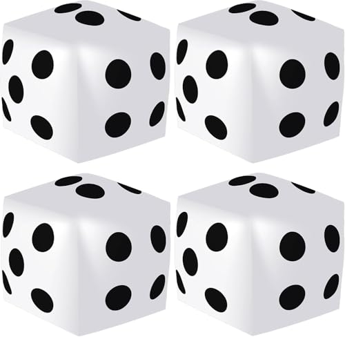 Mototo 4 PCS Inflatable Dice Jumbo 19.7 Inch Giant Blow Up Inflatable Dice Large Game Party Favor for Casino Board Game Bunco Night Christmas Eve Birthday Party Stage Prop Halloween Decoration, White - color: White