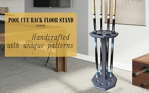 Freestanding Billiard Cue Rack, Pool Table Accessories Hold 8 Cues, Pool Cue Stick Holder, Wooden Floor Stand Pool Cue Holder for Billiard Game Room (Gray) - color: Gray