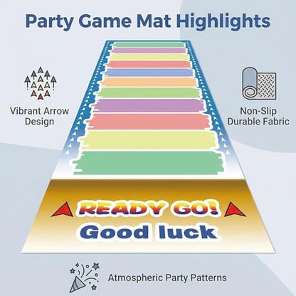 Interactive Giant Party Race Track Mat (59x19.69 Inch), Writeable Reward/Punishment Game Pad for Adults & Kids, Fun Game Night Supplies for Family Gatherings & Parties