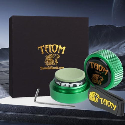 TAOM Upgrade Pool Chalk Holder Round Shaped Practical Tool Billiards Accessories Magnetic Mini Chalk Tip Case Container Round Box Billiards,Cue Tip Tool Scuffer Shaper - color: 1-Gift Set-Green with V10 Green