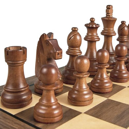 BIVOMON Wooden Chess Pieces Only-Heavy Weighted Tournament Chessmen with 2 Extra Queens-King Height 3.8 inch-Replacement of Missing Pieces-Exquisite Packaging