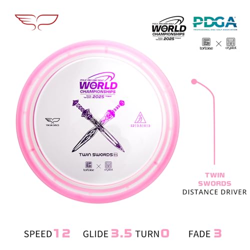 yikundiscs Yikun Twin Swords Understable Distance Driver| Pro Worlds 2025 Limited Edition | Beginner-Friendly Max-Distance Disc | Wind-Resistant & Easy-Glide Control | PDGA Approved 170-175g - color: Pro Worlds 2025 Pink