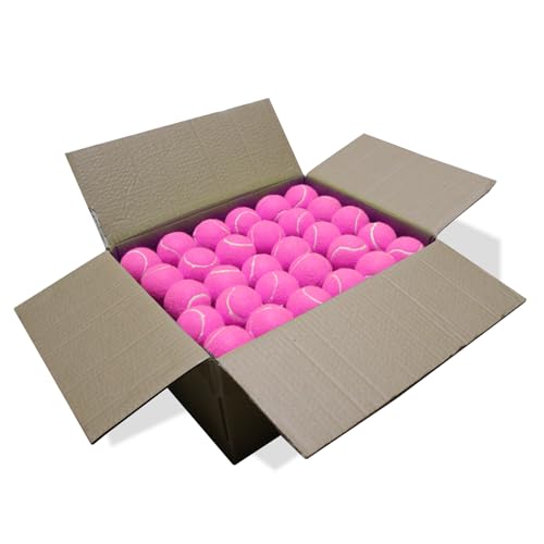 SHYUJAJIE Tennis Balls, 90 Pack Training Tennis Balls Bulk, High Elasticity Practice Tennis for Beginner, Exercise Playing Balls for Pet Dog - color: Pink