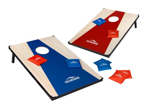 Monoprice Wood Cornhole Outdoor Game - 3' X 2' with 8 Bean Bags and Carry Case - Pure Outdoor Collection