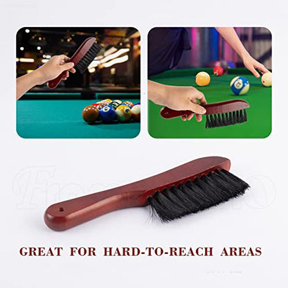 Framendino, Wooden Billiards Pool Table and Rail Brush Set Wood Billiard Cleaner Cleaning Tools Supplies (Red-Brown, 2 Pack) - color: Brown