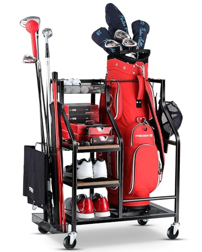 FHXZH Golf Bags Storage Garage Organizer- Golf Bag Stand for Golf Bags, Clubs, Balls, Golf Equipment Accessories, Golf Bag Storage Rack with Wheels for Garage, Club, Basement - style: 1 Golf Bag Organizer