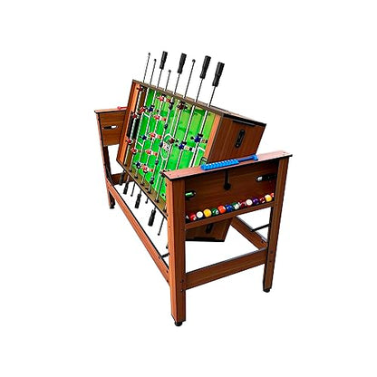 KICK Twain 48" 2-in-1 Multi-Game Table – Foosball & Billiards/Pool Table - color: Brown