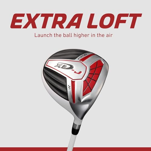 Precise XD-J Kids Golf Clubs Set – Boys’ & Girls’ Junior Golf Set with Lightweight Graphite Shafts, Hybrid, Putter & Stand Bag - color: Red Ages 6-8, size: Right Hand