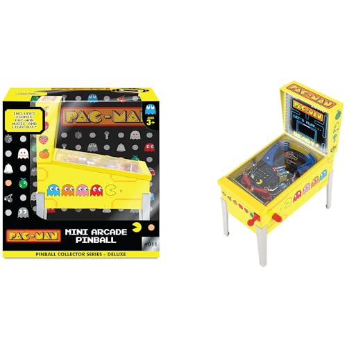 Pac-Man: Mini Arcade Pinball - Deluxe Collector Series, Lights & Sounds, Classic Tabletop Game, Skill Shot Challenges, Licensed Toy, Adults & Kids 3+