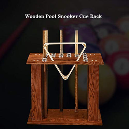 EXOGUN Home Ball Cue Stand Rack Pool Stick Holder Billiard Cue Racks Holds 16 Cues Fishing Rod Rack Solid Hardwood Floor Stand for Pool Bars, Clubs Free-Standing Floor Cue Rack Holds(Walnut)