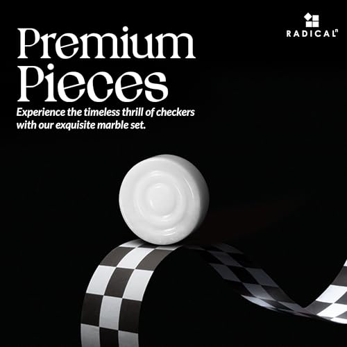 Radicaln Marble Checker Figures 1.25'' inches Black and White Handmade Checkers Pieces for Adults Board Game Draughts Checker Pieces for Checker & Chess Board Game - color: Black and White
