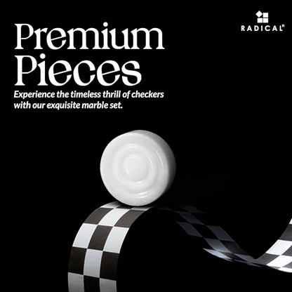 Radicaln Marble Checker Figures 1.25'' inches Black and White Handmade Checkers Pieces for Adults Board Game Draughts Checker Pieces for Checker & Chess Board Game - color: Black and White