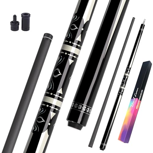 Carbon Fiber Pool Cue 58" 2-Piece Cue Stick Professional Cue Carbon Technology Low Deflection Billiard Cues（Weight can be Adjusted） - color: Black Whirlwind, size: 11.5mm