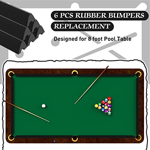 Syhood Set of 6 K66 Rubber Bumpers Pool Table Bumpers Replacement Pool Table Rail Cushions 8 Foot Billiard Rail Rubber Cushions for Pool Table Accessories - color: Black