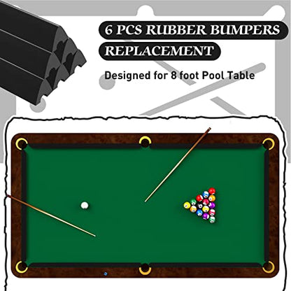 Syhood Set of 6 K66 Rubber Bumpers Pool Table Bumpers Replacement Pool Table Rail Cushions 8 Foot Billiard Rail Rubber Cushions for Pool Table Accessories - color: Black