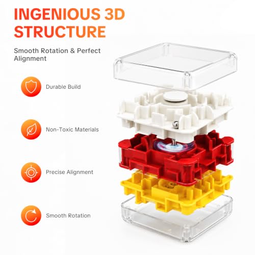 3D Maze Cube Rotating Puzzle Toy for Kids & Adults Spatial Logic Game | 3-Layer Rotating Maze, Non-Toxic Plastic, Pocket-Sized Travel Toy, Hand-Eye Coordination, Stress Relief Desk Gadget