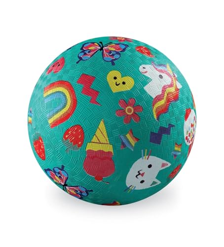 Crocodile Creek Playground Ball - Durable Rubber Ball for Kids Ages 3 and Up - Bouncy Inflatable Ball for Kickball, Indoor Games, and Outdoor Sports - PVC-Free - color: Smiley, size: 5 Inch