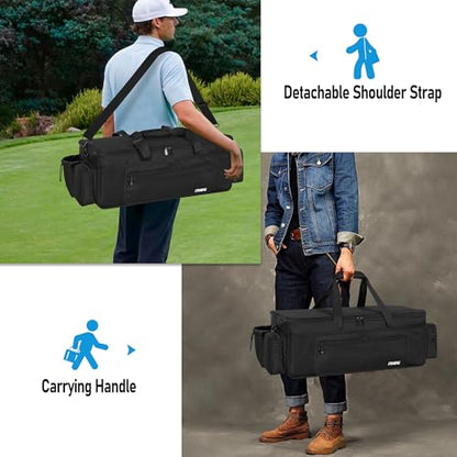 Disc Golf Storage Bag Durable Large Capacity with Dividers and Multi Side Pockets, Black - style: 25 X 10.2 X 10.2 Inch