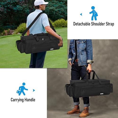 Disc Golf Storage Bag Durable Large Capacity with Dividers and Multi Side Pockets, Black - style: 25 X 10.2 X 10.2 Inch