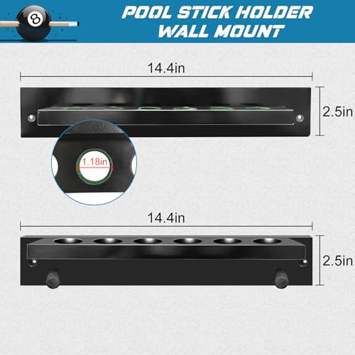 Pool Cue Rack Wall Mounted Rack Billiard Cue Wall Rack Cue Rest Cue Stick Holder for Pool Cue Set