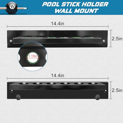 Pool Cue Rack Wall Mounted Rack Billiard Cue Wall Rack Cue Rest Cue Stick Holder for Pool Cue Set
