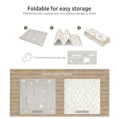 Joypony Baby Play Mat, 50 x 50 Inch Foldable Play Mats for Babies and Toddlers, Waterproof & Anti-Slip Portable Baby Floor Mat for Playpen with Travel Bag - size: 50x50x0.4 Inch