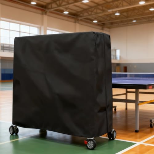 Waterproof Table Tennis Table Cover , 210D Oxford Fabric , Black , Heavy Duty with Zipper , for Indoor and Outdoor Ping Pong Tables , Dustproof and Snowproof