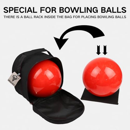 Compact Single Bowling Ball Tote Bag for Spare Ball, Lightweight One-Ball Bowling Bag with Built-In Ball Holder, Easy Carry Handle, Durable for Practice & League Play - color: Black