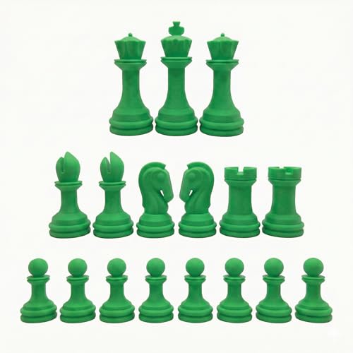 Staunton Chess Pieces Half Set, 17 Green Pieces, 3.75" King | Made in USA - color: Green