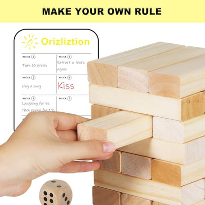 Tumbling Tower Game - 3.3 FT 60 Premium Wood Blocks Outdoor Stacking Game for Family & Adults with Carry Bag, Perfect for Backyard Lawn Camping Party BBQ - size: Medium Size