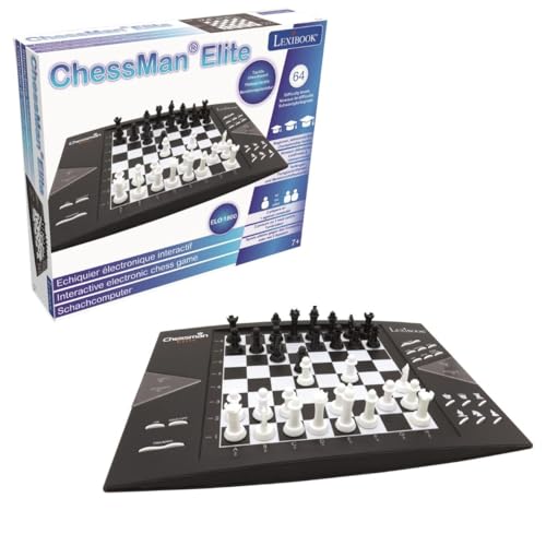 Lexibook Chessman® Elite Interactive Electronic Chess Game +, 64 Levels of Difficulty, LEDs, Family Child Board Game, Black/White, CG1300US - style: CG1300US