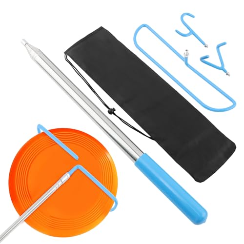 Disc Golf Retriever Pole, 16 Feet Telescopic Design with Stainless Steel Frame, Carry Bag,Extendable Golf Accessories Grabber to Retrieve Discs in Water