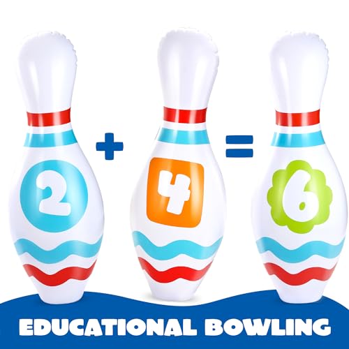 JOYIN Giant Inflatable Bowling Set for Kids and Adults, Christmas Birthday Party Games, Kids Education Motor Skills Toys - style: Educational Bowling