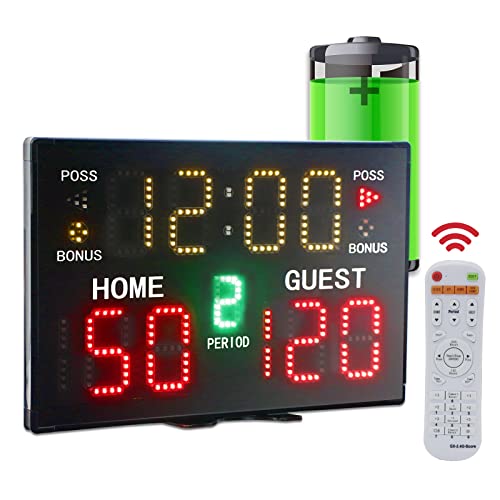 YZ Ultra-Bright LED Scoreboard, Digital Scoreboard with Remote, Portable Electronic Score Keeper, Basketball Score Board, Battery Powered Outdoor Scoreboard for Indoor Outdoor Sports - style: scoreboard