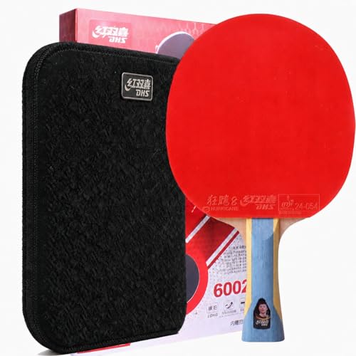 DHS Performance-Level Table Tennis Racket Professional Ping Pong Paddles with Hurricane Rubbers, Ideal for Advanced Offensive Players & Loop Control - color: Red