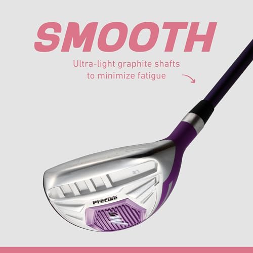 Precise M5 Women’s Golf Clubs Set – Complete Right-Handed Set with Titanium Driver, S.S. Fairway & Hybrid, 5-PW Irons, Putter, Stand Bag & Headcovers – Graphite Shafts – Purple – Petite/Standard/Tall - size: Right Hand Petite Size