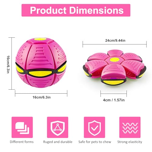 Magic Bouncing Ball 6-Light Dual Form – Pop up, Meta Ball Metaball Transforming Design – Flying Saucer Bouncy – Interactive Bouncing Balls for Parent-Child Interaction – Gift Pack - Pink - color: Pink