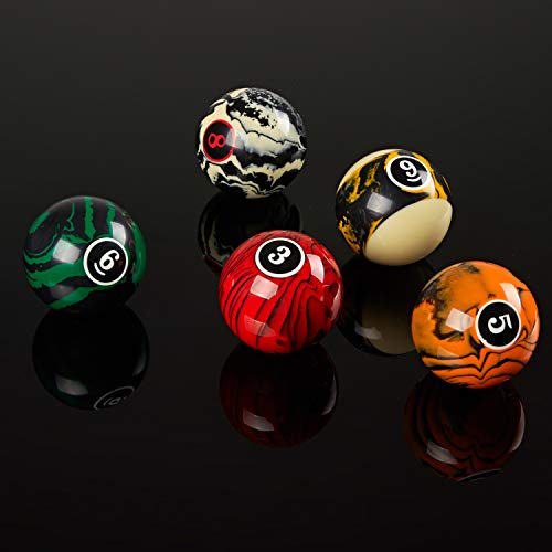 Collapsar Deluxe 2-1/4" Billiard Pool Balls Marble-Swirl Style Billiards Ball Complete 16 Ball Set (Several Style Available) - style: Black Marble With Art Number